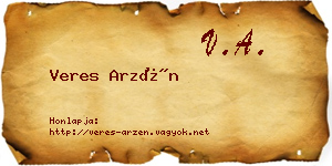 Veres Arzén névjegykártya